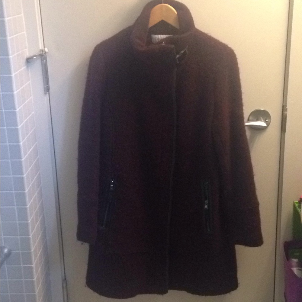 Calvin Klein asymmetrical funnel-neck wool coat
